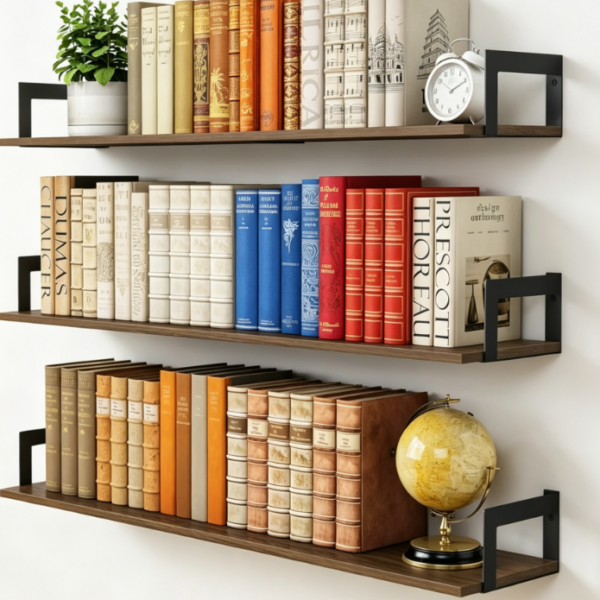Floating Solid Wood Shelves — Rustic-Style 3-Piece Set