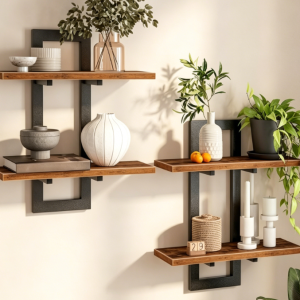 Floating Two-Tier Wall-Mounted Shelves — 2-Piece Set