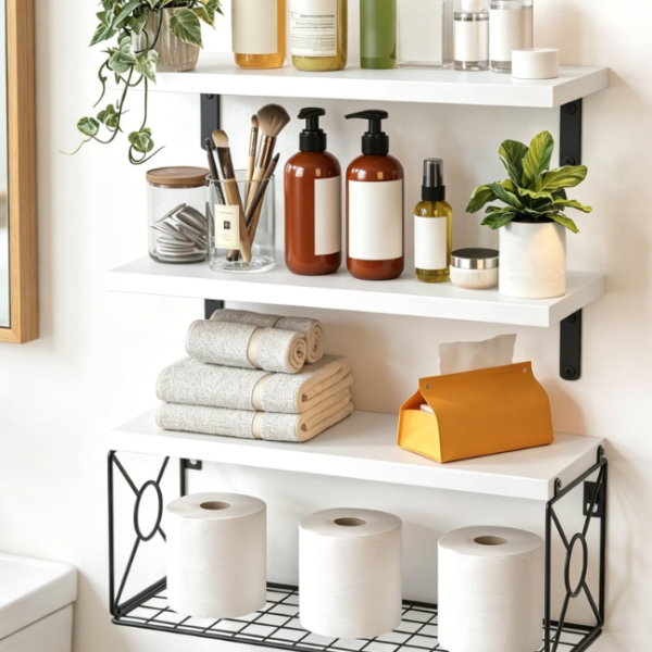 Storage Shelf — Includes Storage Basket (White)